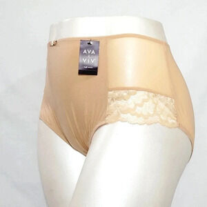 3X Ava‎ & Viv High Waist Lace Briefs with Lace Honey Beige  New with Tags